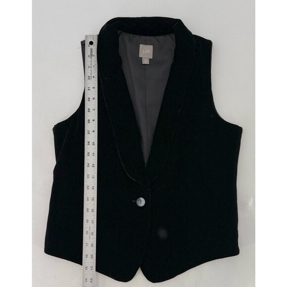 J Jill Black Silk Blend Front Velvet Waistcoat Vest Sz XS Elegant Boho Classy - Picture 8 of 9